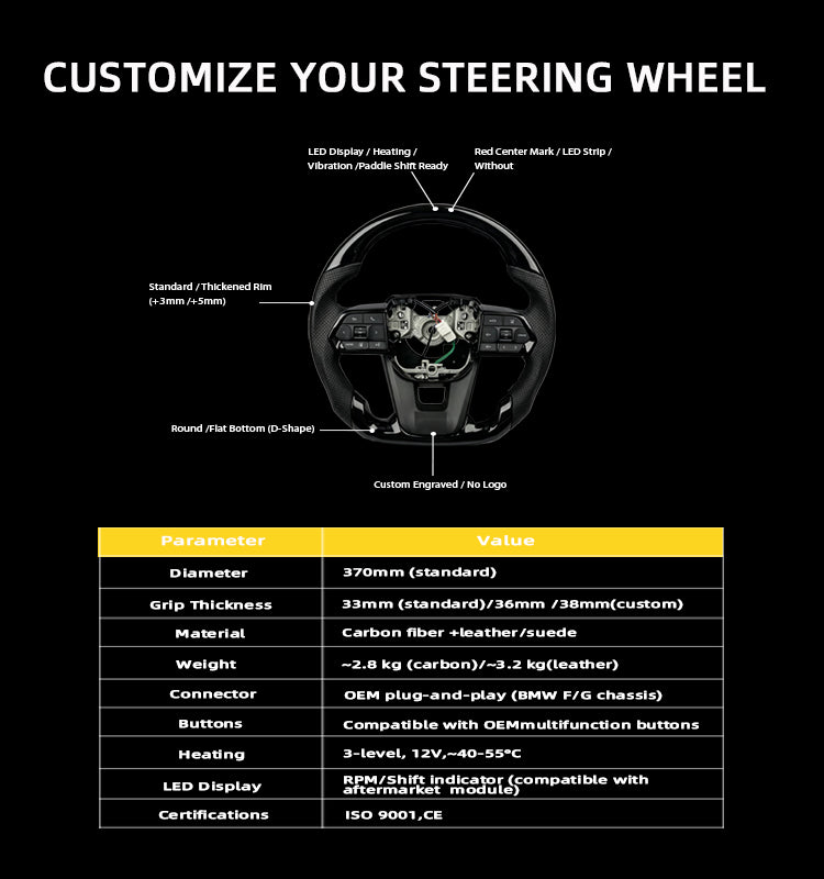 Carbon fiber steering wheel for Toyota Hilux Land Cruiser Prado